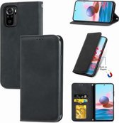 Voor Xiaomi Redmi Note 10 4G Retro Skin Feel Business Magnetische Horizontale Flip Leren Case met Houder & Kaartsleuven & Portemonnee & Fotolijst (Zwart)