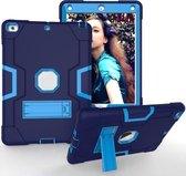 Contrasterende kleur Robot schokbestendig siliconen + pc-beschermhoes met houder voor iPad 9.7 (2017) / (2018) (marineblauw + blauw)