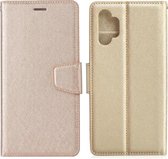Voor Samsung Galaxy A32 5G Zijden Textuur Horizontale Flip Leren Case met Houder & Kaartsleuven & Portemonnee & Fotolijst (Goud)