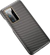 Voor Huawei P40 Pro koolstofvezel lederen textuur Kevlar anti-fall telefoon beschermhoes (grijs)