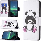 Voor Nokia 1.4 Gekleurde tekening patroon Horizontale flip lederen tas met houder & kaartsleuven & portemonnee (Panda)