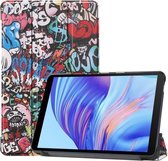 Voor Huawei Honor X7 / MatePad T8 Custer Painted TPU Smart Tablet Leather Case met Tri-Fold Bracket & Pen Slot (Graffiti)