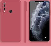 Voor Huawei Enjoy 10 Plus Effen Kleur Imitatie Vloeibare Siliconen Rechte Rand Valbestendige Volledige Dekking Beschermhoes (Rood)