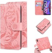 Voor OPPO Realme V5 5G Tiger Embossing Pattern Horizontale Flip lederen tas met houder & kaartsleuven & portemonnee (roze)