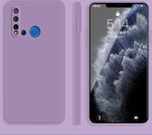 Voor Huawei nova 5i effen kleur imitatie vloeibare siliconen rechte rand valbestendige volledige dekking beschermhoes (paars)