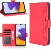 Voor Samsung Galaxy A22 5G Skin Feel Calf Pattern Horizontale Flip lederen tas met houder & kaartsleuven en fotolijst (rood)