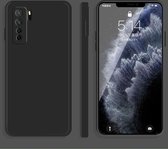 Voor Huawei nova 7 SE effen kleur imitatie vloeibare siliconen rechte rand valbestendige volledige dekking beschermhoes (zwart)