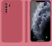 Voor Huawei nova 7 SE effen kleur imitatie vloeibare siliconen rechte rand valbestendige volledige dekking beschermhoes (rood)