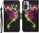 Voor Xiaomi Redmi Note 10 Pro Gekleurde Tekening Patroon Horizontale Flip PU Lederen Case met Houder & Kaartsleuven & Portemonnee & Lanyard (Paar Vlinder)