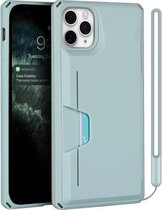 Armor schokbestendig TPU + pc-hardcase met kaartsleufhouder Funtion voor iPhone 11 Pro (lichtblauw)