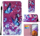 Voor Xiaomi Mi 11 Pro Cross Texture Painting Pattern Horizontale Flip Leather Case met Houder & Kaartsleuven & Portemonnee & Lanyard (Purple Butterfly)