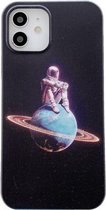 Astronaut en planeetpatroon TPU schokbestendig beschermhoesje voor iPhone 12 mini (Planet Astronaut)