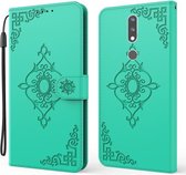 Voor Nokia 2.4 Reliëf Fortune Bloempatroon Horizontale Flip Leren Case met Houder & Kaartsleuf & Portemonnee & Lanyard (Groen)