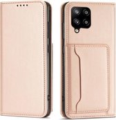 Voor Samsung Galaxy A22 4G Sterk Magnetisme Vloeibaar Gevoel Horizontale Flip Lederen Case met Houder & Kaartsleuven & Portemonnee (Rose Goud)