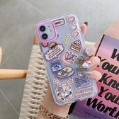 Dubbelkleurig TPU-patroon beschermhoes voor iPhone 12 mini (Moon Bear)