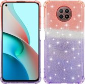 Voor Xiaomi Redmi Note 9 5G Gradiënt Glitter Poeder Schokbestendig TPU Beschermhoes (Oranje Paars)