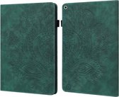 Pauwpatroon met reliëf TPU + PU horizontaal leren flip-hoesje met houder & kaartsleuven & portemonnee & slaap- / wekfunctie voor iPad 9.7 (2017) & (2018) (groen)