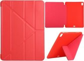 Millet-textuur PU + siliconen volledige dekking lederen tas met multi-opvouwbare houder voor iPad Air (2020) 10,9 inch (rood)