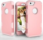 Contrasterende kleur siliconen + pc schokbestendig hoesje voor iPhone 6 (roségoud)