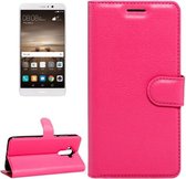 Voor Huawei Mate 9 Litchi Textuur Horizontale Flip Leren Case met Magnetische Gesp & Houder & Kaartsleuven & Portemonnee (Magenta)