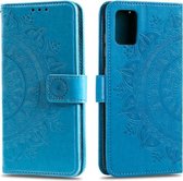 Voor Samsung Galaxy A51 5G Totem Bloem Reliëf Horizontale Flip TPU + PU Leren Case met Houder & Kaartsleuven & Portemonnee (Blauw)