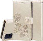 Voor Samsung Galaxy M31s Rose reliëf horizontale flip PU lederen tas met houder & kaartsleuven & portemonnee (goud)