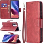 Voor Xiaomi Mi 11i / Poco F3 / Redmi K40 Retro Lambskin Texture Pure Color Horizontale Flip PU lederen tas met houder & kaartsleuven & portemonnee & lanyard (rood)