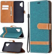 Voor Samsung Galaxy A32 4G Kleuraanpassing Denim Textuur Horizontale Flip Leren Case met Houder & Kaartsleuven & Portemonnee & Lanyard (Groen)