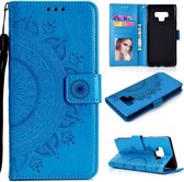 Voor Samsung Galaxy Note9 Totem Bloem Reliëf Horizontale Flip TPU + PU Leren Case met Houder & Kaartsleuven & Portemonnee (Blauw)