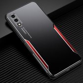 Voor Honor 9X Blade-serie TPU-frame + titaniumlegering zandstraaltechnologie backplane + kleur aluminiumlegering decoratieve rand mobiele telefoon beschermende schaal (zwart + rood)