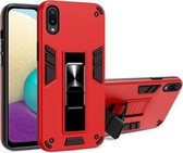 Voor Samsung Galaxy A02 2 in 1 pc + TPU schokbestendige beschermhoes met onzichtbare houder (rood)