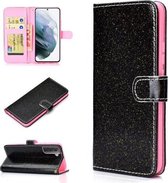 Voor Samsung Galaxy S21 + 5G Glitter Poeder Horizontale Flip Leren Case met Kaartsleuven & Houder & Fotolijst & Portemonnee (Zwart)