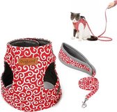 DogLemi Pet Cat Trekkabel Borstharnas Vest Type Tractiepak Cat Walking Rope, Maat: XS (Rood)