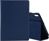 Voor Lenovo Tab 4 10 Plus (TB-X704) / Tab 4 10 (TB-X304) Litchi-textuur Effen kleur Horizontale flip lederen tas met houder en pengleuf (donkerblauw)