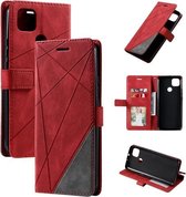 Voor Motorola Moto G9 Power Skin Feel Splicing Horizontale Flip lederen tas met houder & kaartsleuven & portemonnee & fotolijst (rood)