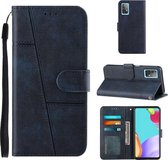 Voor OPPO A52 / A72 / A92 Stiksels Kalfsstructuur Gesp Horizontale Flip Leren Case met Houder & Kaartsleuven & Portemonnee & Lanyard (Blauw)