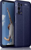 Voor OPPO A74 5G Litchi Texture TPU schokbestendig hoesje (marineblauw)