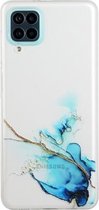 Voor Samsung Galaxy A12 holle marmerpatroon TPU nauwkeurig gat beschermhoes (blauw)