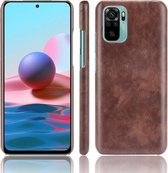 Voor Xiaomi Redmi Note 10 4G / Note 10S Schokbestendige Litchi-textuur PC + PU-hoes (bruin)