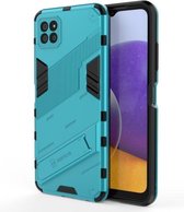 Voor Samsung Galaxy A22 5G Punk Armor 2 in 1 PC + TPU schokbestendig hoesje met onzichtbare houder (blauw)