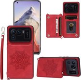 Voor Xiaomi Mi 11 Ultra Mandala reliëf PU + TPU-hoesje met houder & kaartsleuven & fotolijst & riem (rood)