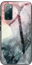 Voor Samsung Galaxy S20 FE Abstract Marble Pattern Glass beschermhoes (abstract zwart)