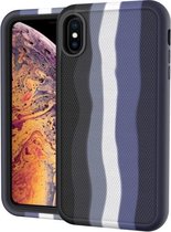 Voor iPhone X / XS Rainbow Silicone + PC Schokbestendig Skid-proof stofdicht hoesje (Rainbow Black)