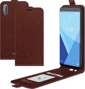 Voor WIKO Y51 R64 Texture enkele verticale flip lederen beschermhoes met kaartsleuven en fotolijst (bruin)