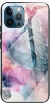 Abstract Marble Pattern Glass beschermhoes voor iPhone 12/12 Pro (Abstract Multicolor)