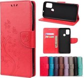 Voor Motorola Moto G30 Butterfly Flower Pattern Horizontale Flip Leather Case met houder & kaartsleuven & portemonnee (rood)