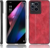 Voor OPPO Find X3 / Find X3 Pro Schokbestendig Naaien Koe Patroon Huid PC + PU + TPU Case (Rood)