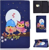 Voor Samsung Galaxy Tab A7 Lite 8.7 (2021) T220 / T225 Spanning Textuur Gekleurde tekening Horizontale flip lederen tas, met houder en kaartsleuven (paar uil)