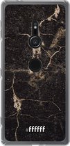 6F hoesje - geschikt voor Sony Xperia XZ2 -  Transparant TPU Case - Dark Golden Marble #ffffff