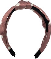 Diadeem - Haarband - Hoofdband - Haarsieraad - Haarversiering - Meisjes - Zacht roze met witte stippen